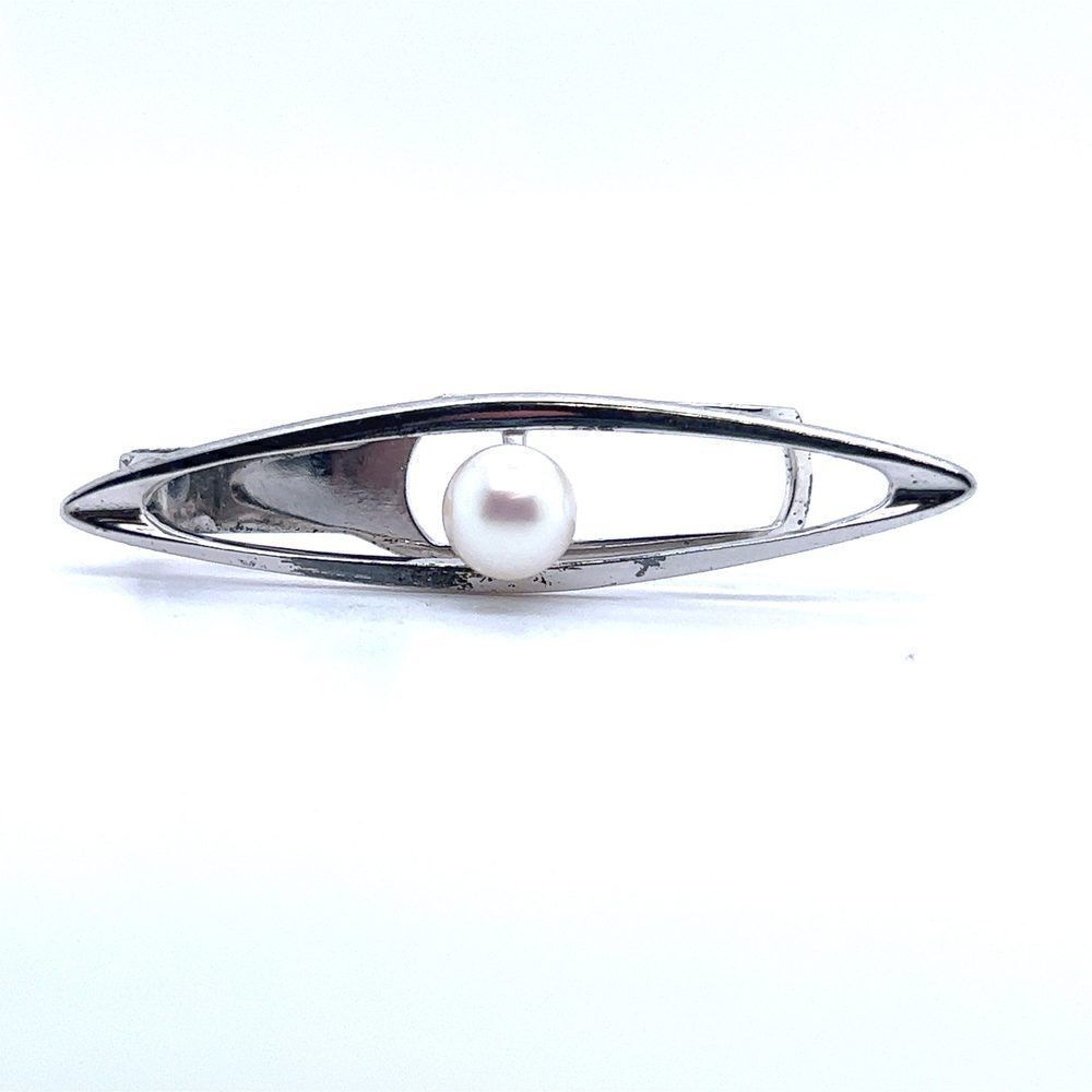 Mikimoto Estate Akoya Pearl Men Tie Clip Silver 7 mm M330